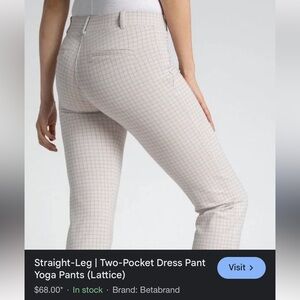 Betabrand M Long Dress Pants Straight Leg Lattice Grid Yoga Pant Tall Nice Work